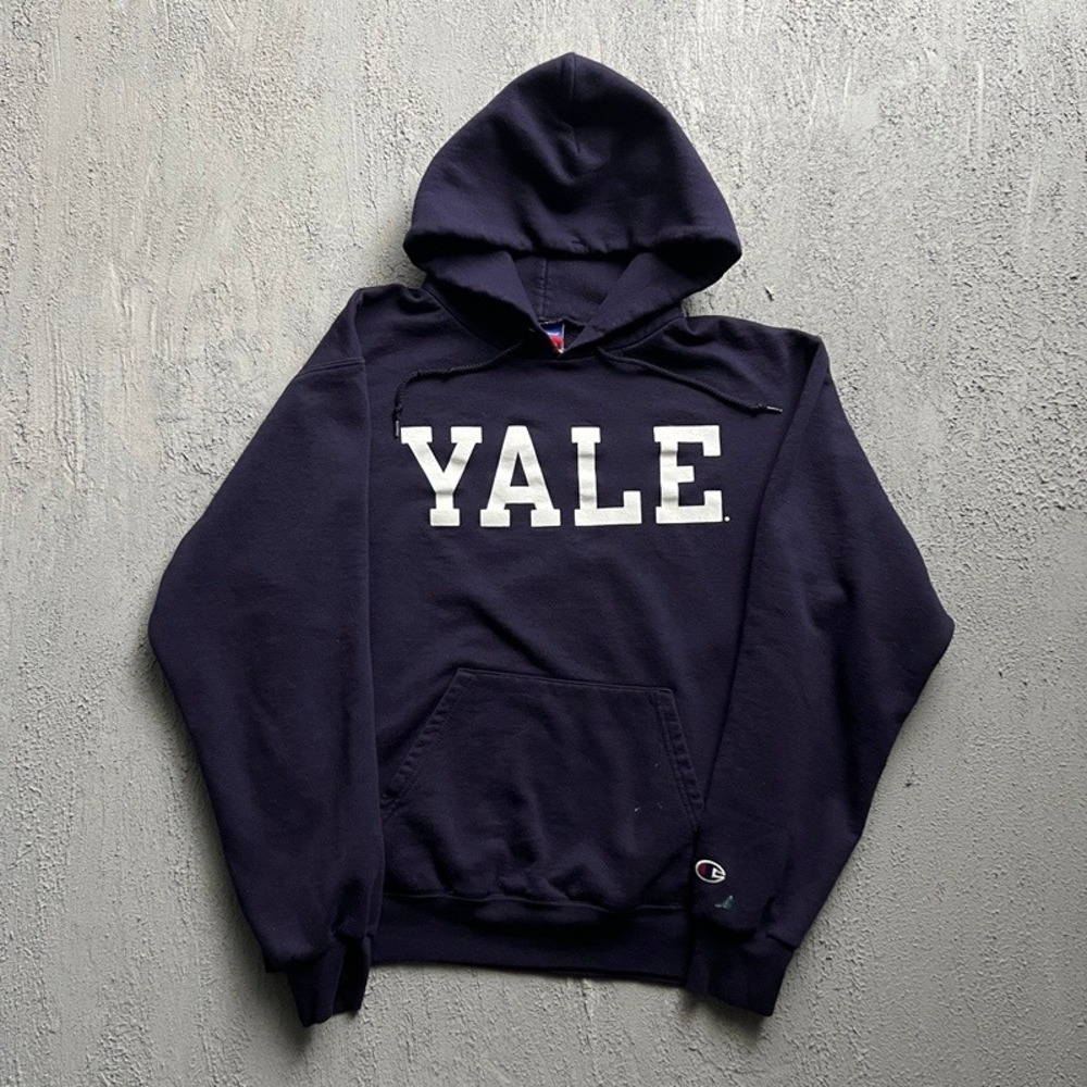 Vintage Yale University Hoodie Men Medium Navy Blue 1990s Champion